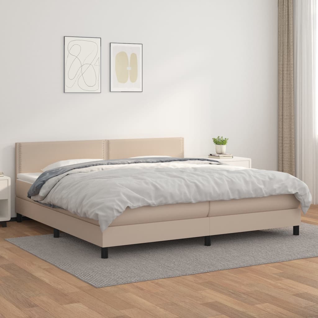 Boxspringbett Mit Matratze -Braun 90X200Cm Kunstleder Cappuccino