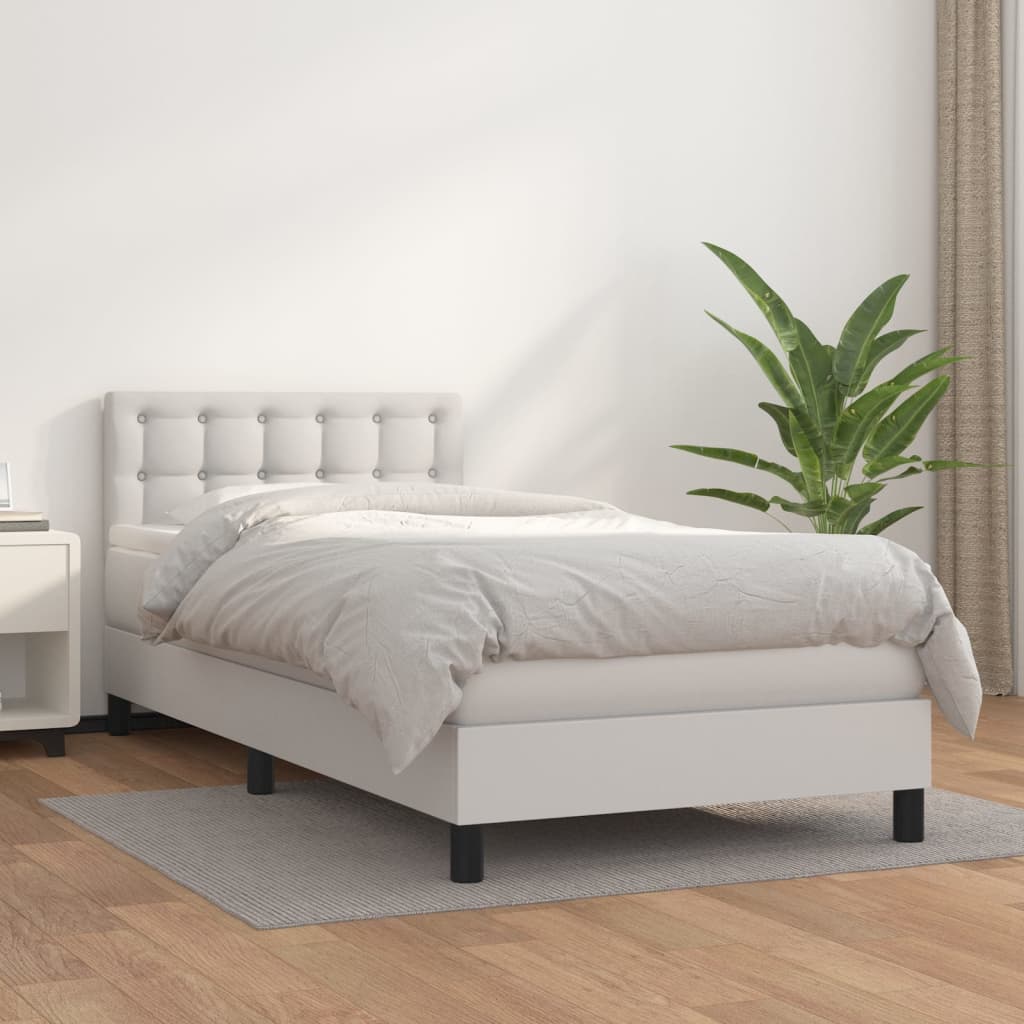 Boxspringbett Mit Matratze Kunstleder Weiß
