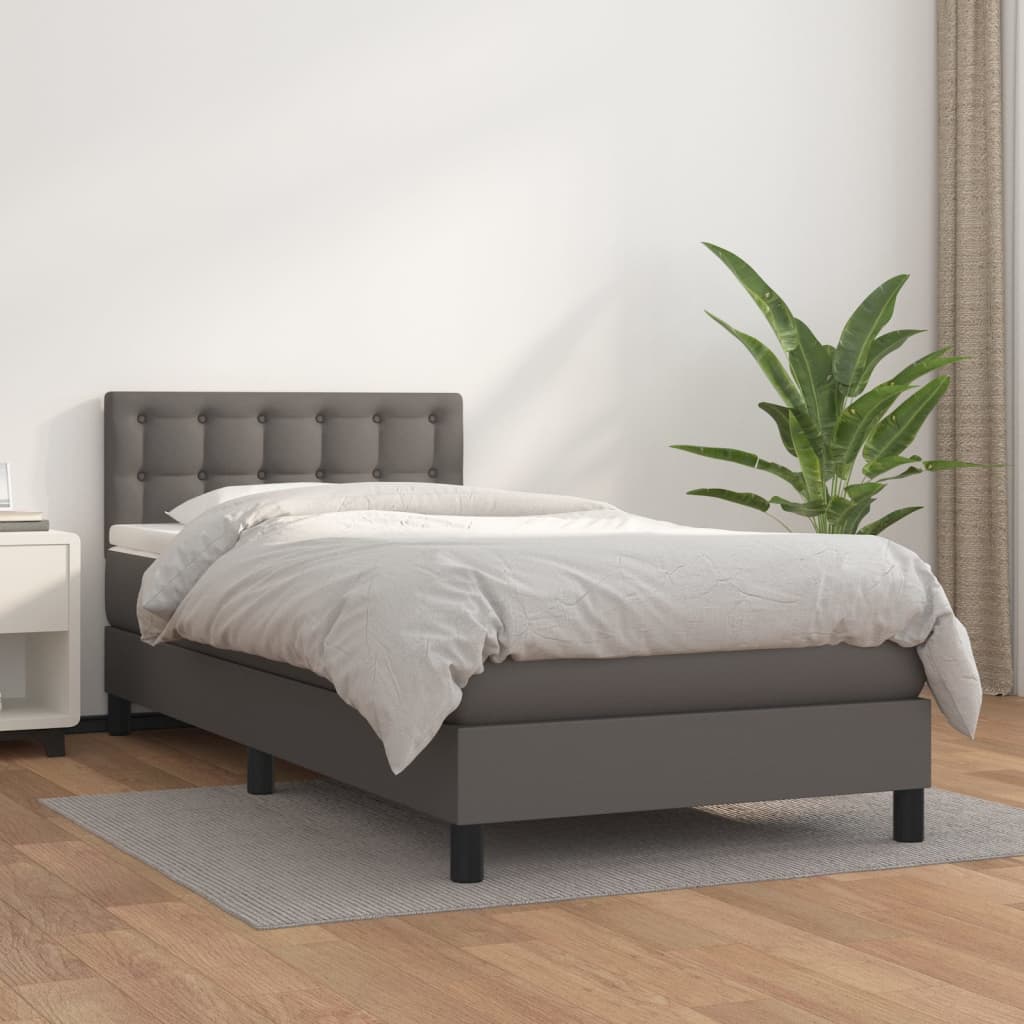 Boxspringbett Mit Matratze Kunstleder Grau