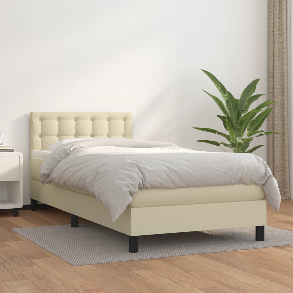 Boxspringbett Mit Matratze Kunstleder Creme