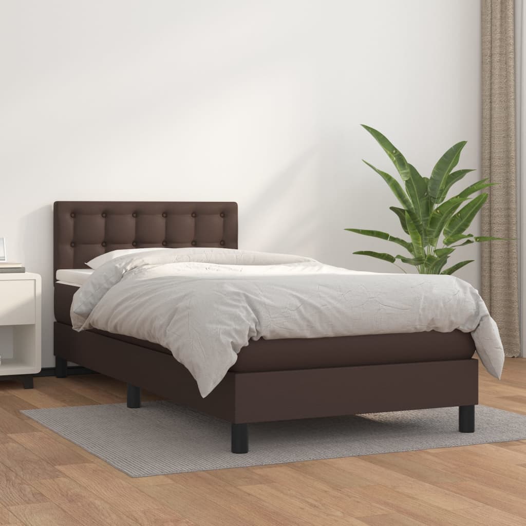 Boxspringbett Mit Matratze Kunstleder Braun