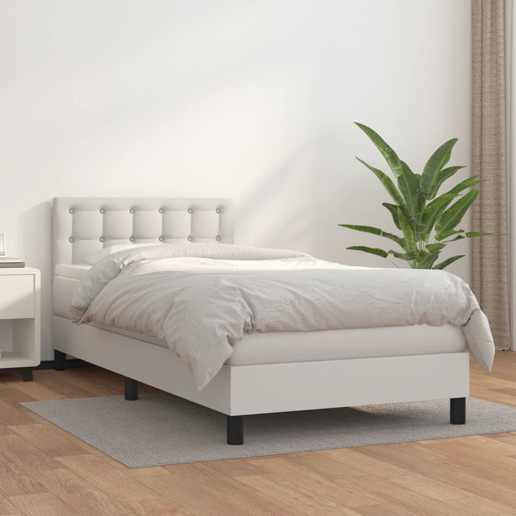 Boxspringbett Mit Matratze Kunstleder Weiß