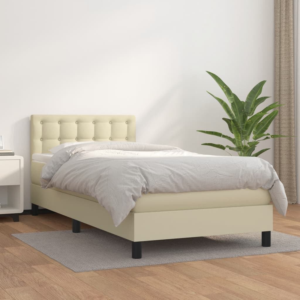 Boxspringbett Mit Matratze Kunstleder Creme