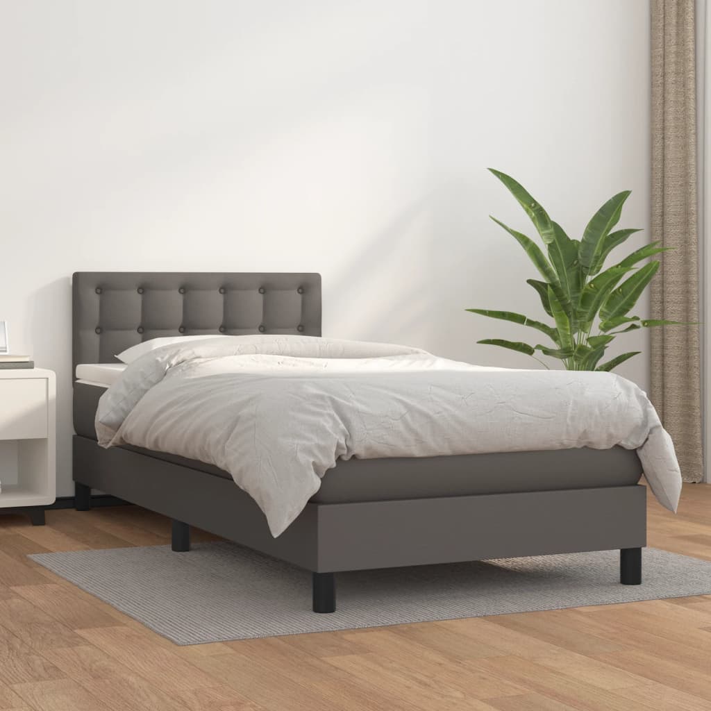 Boxspringbett Mit Matratze Kunstleder Grau
