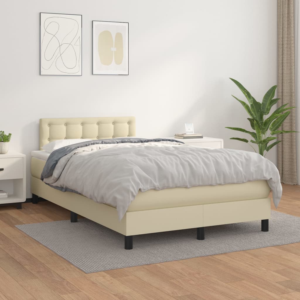 Boxspringbett Mit Matratze Kunstleder Creme