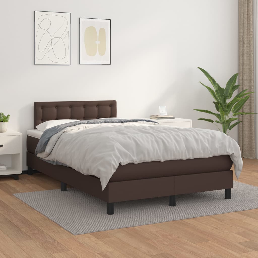 Boxspringbett Mit Matratze Kunstleder Braun