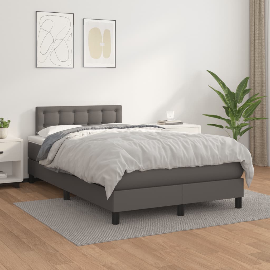 Boxspringbett Mit Matratze Kunstleder Grau