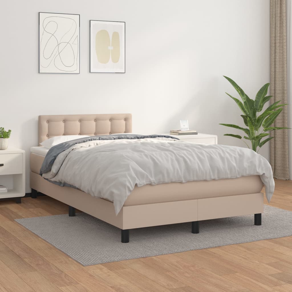 Boxspringbett Mit Matratze -Braun 90X200Cm Kunstleder Cappuccino