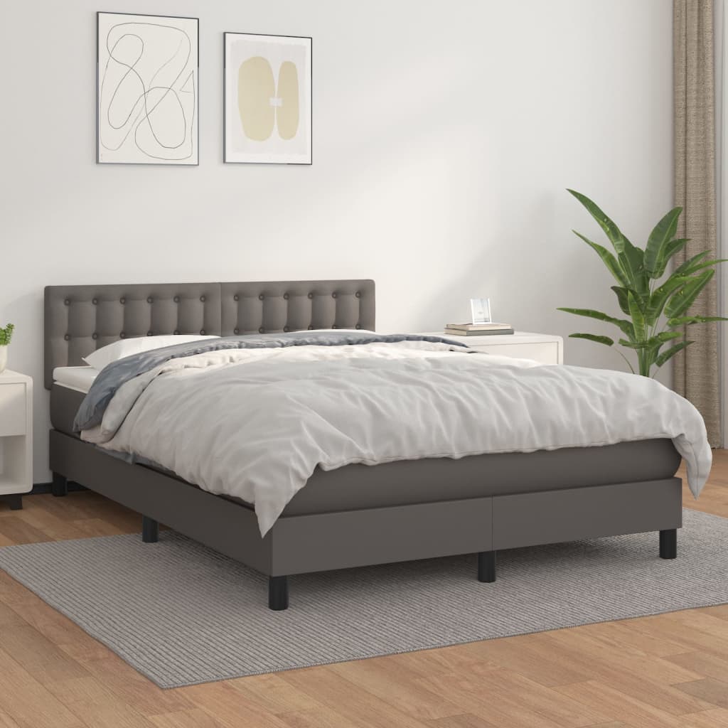 Boxspringbett Mit Matratze Kunstleder Grau