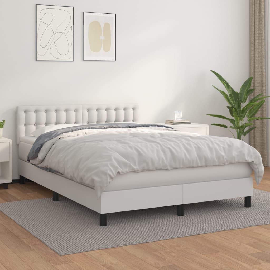 Boxspringbett Mit Matratze Kunstleder Weiß