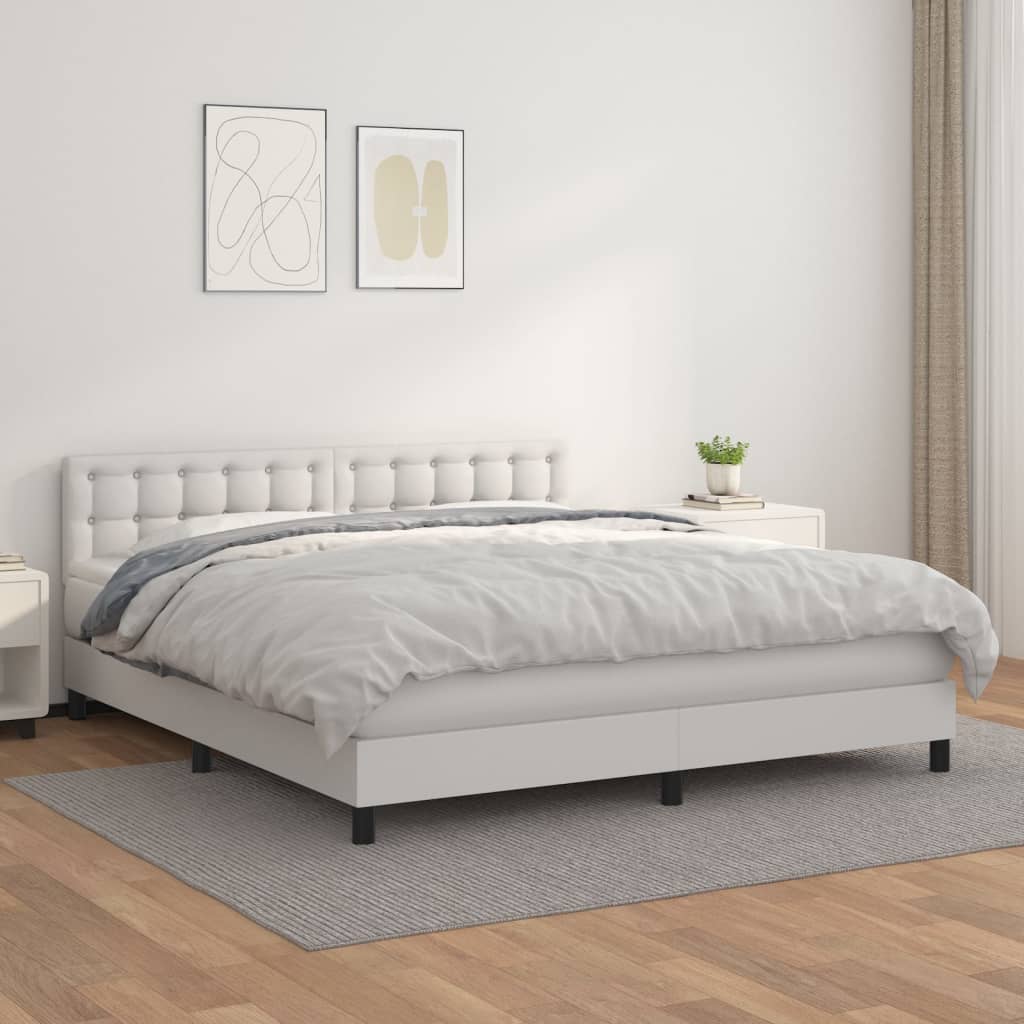 Boxspringbett Mit Matratze Kunstleder Weiß