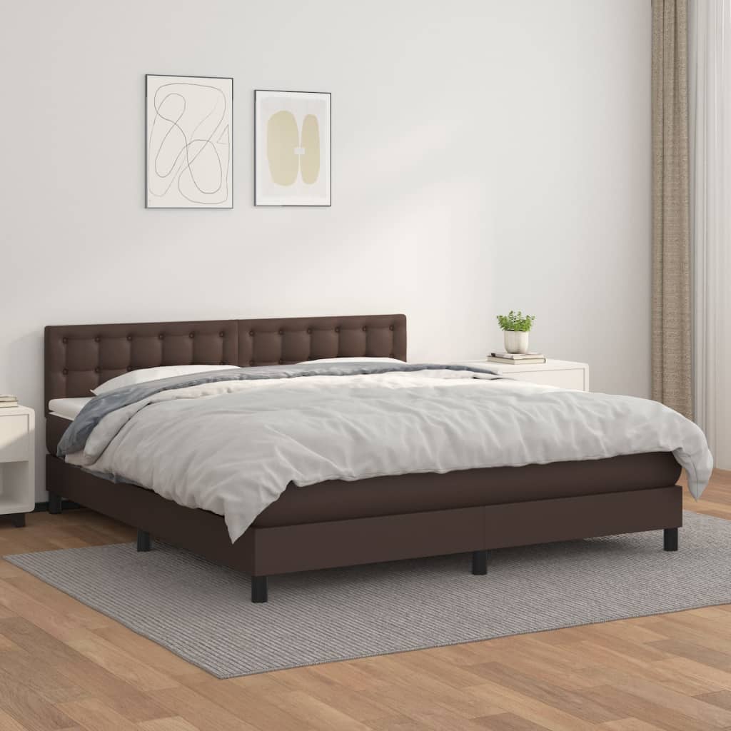 Boxspringbett Mit Matratze Kunstleder Braun