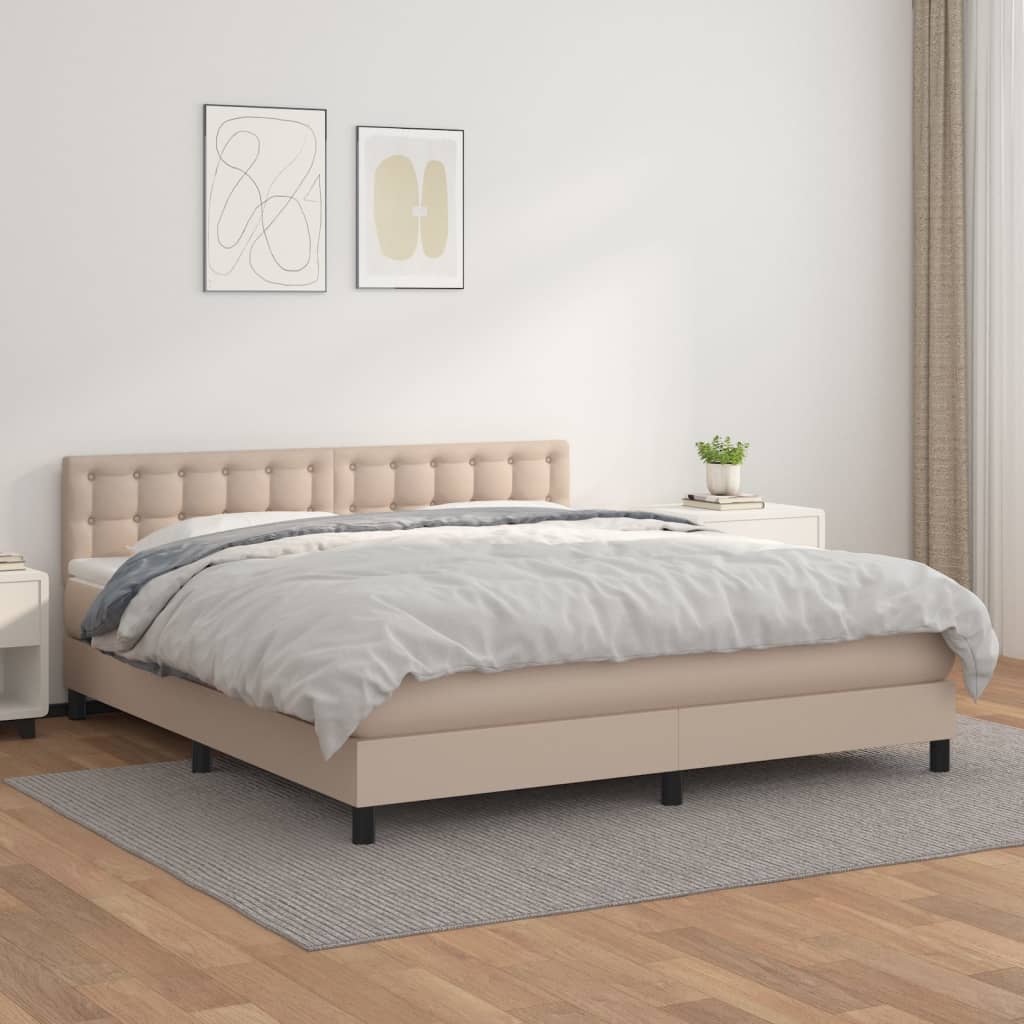 Boxspringbett Mit Matratze -Braun 90X200Cm Kunstleder Cappuccino