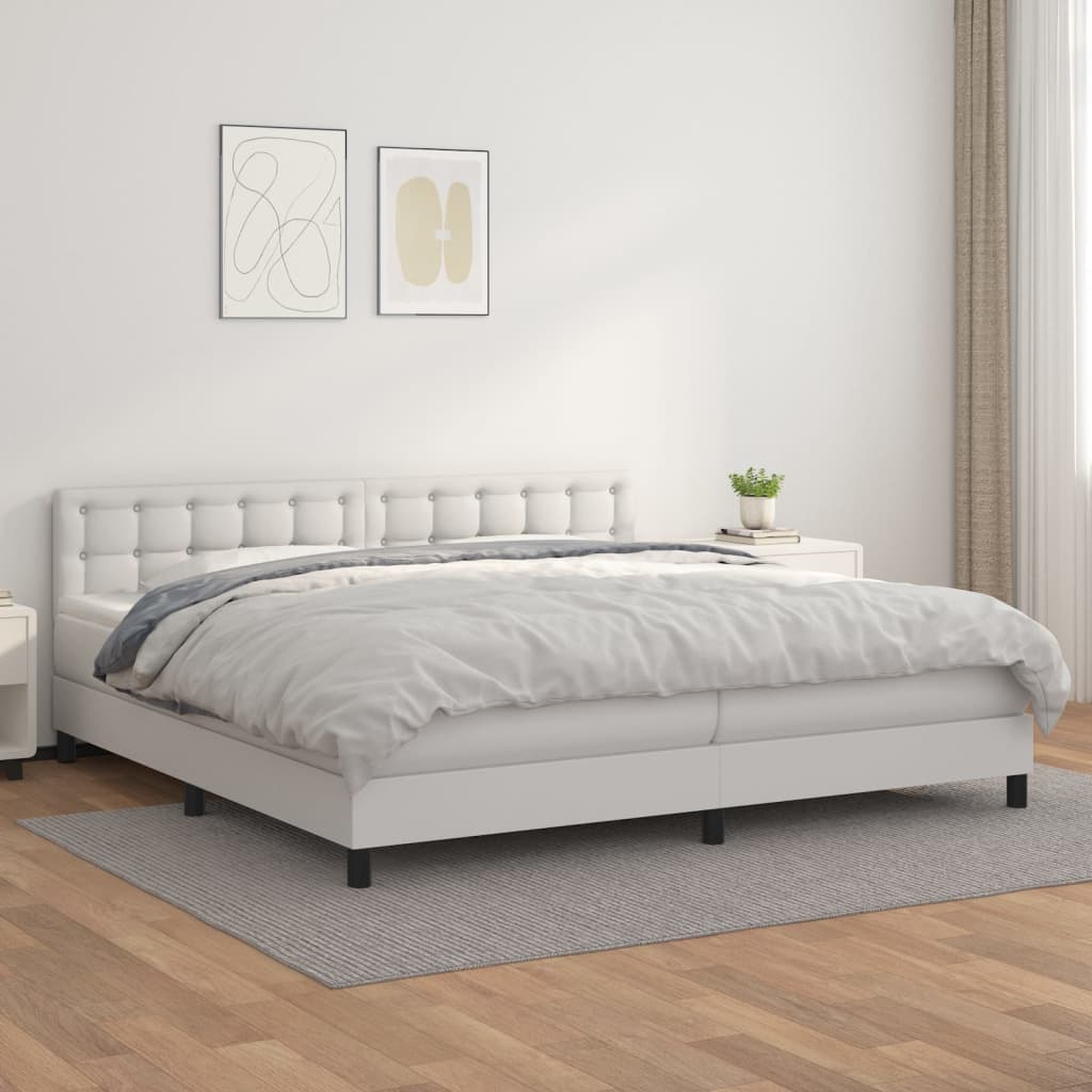 Boxspringbett Mit Matratze Kunstleder Weiß