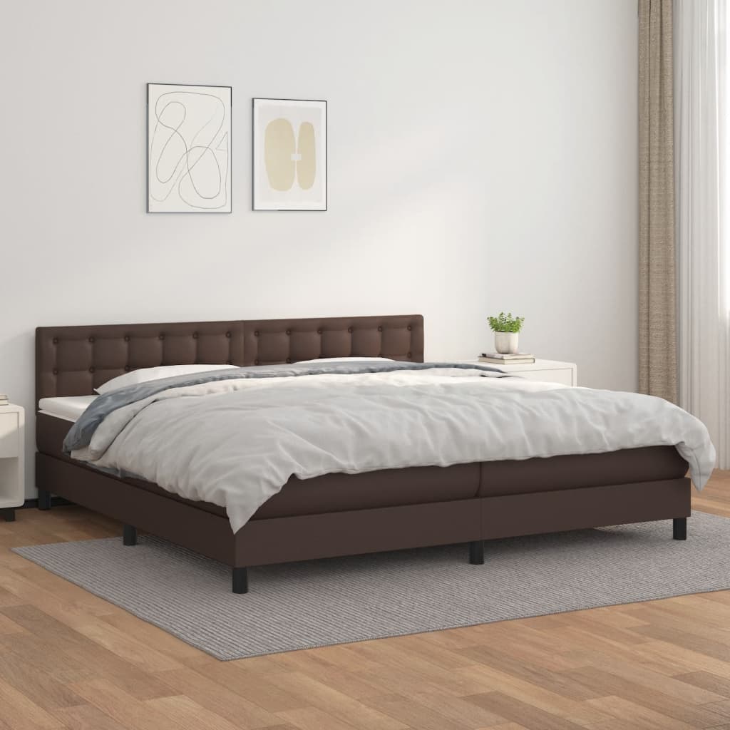 Boxspringbett Mit Matratze Kunstleder Braun