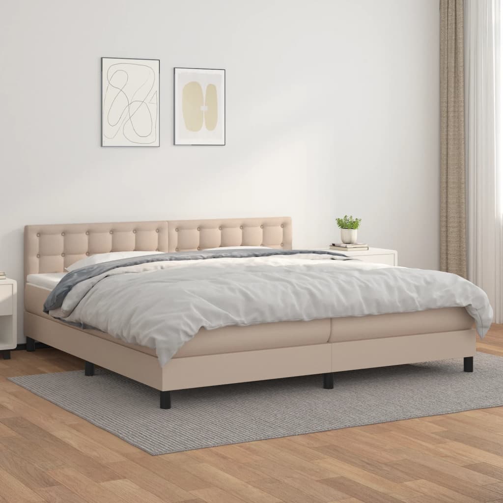 Boxspringbett Mit Matratze -Braun 90X200Cm Kunstleder Cappuccino
