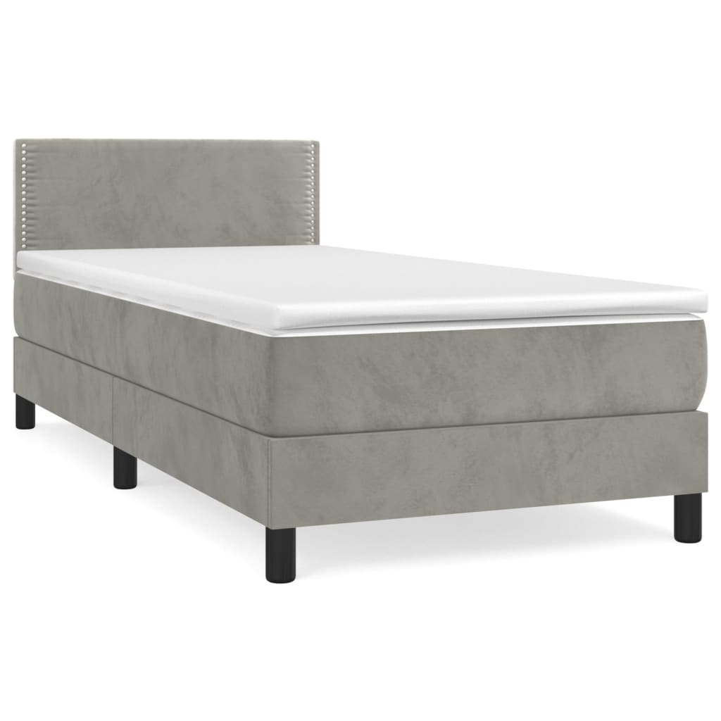 Boxspringbett Mit Matratze Samt Hellgrau