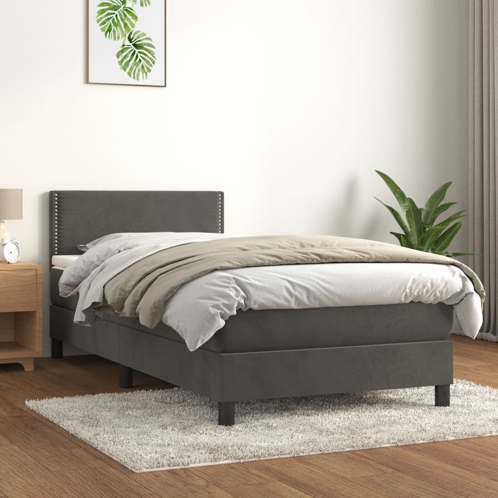 Boxspringbett Mit Matratze Samt Dunkelgrau