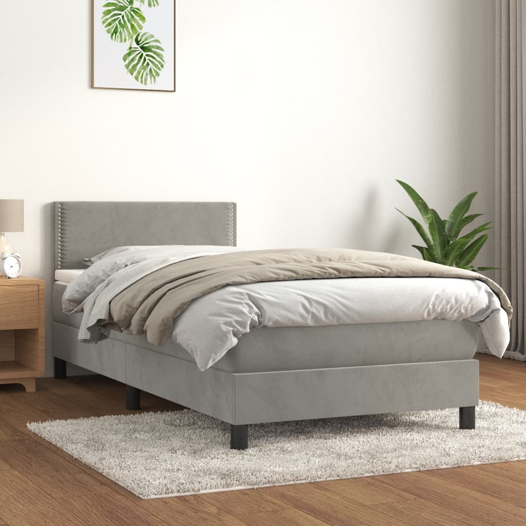 Boxspringbett Mit Matratze Samt Hellgrau