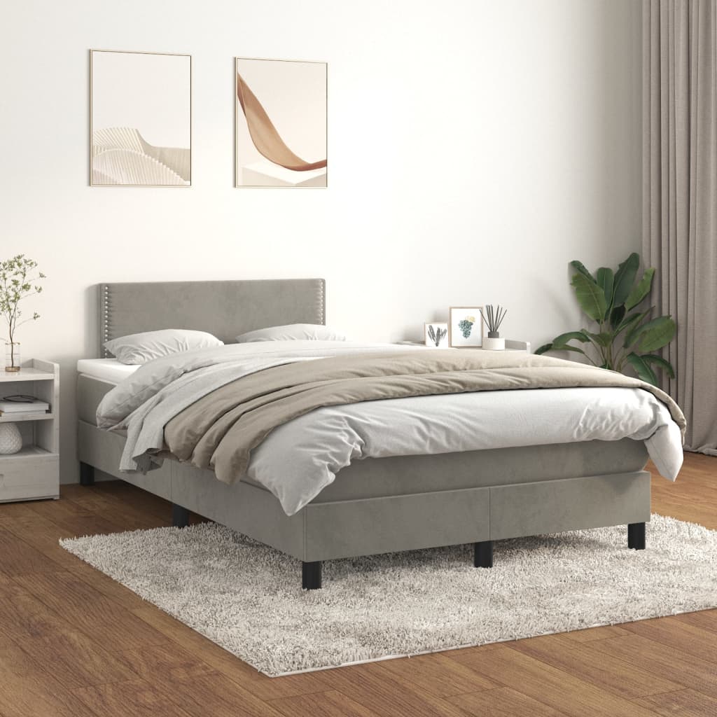 Boxspringbett Mit Matratze Samt Hellgrau