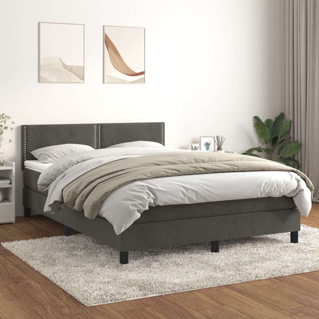 Boxspringbett Mit Matratze Samt Dunkelgrau