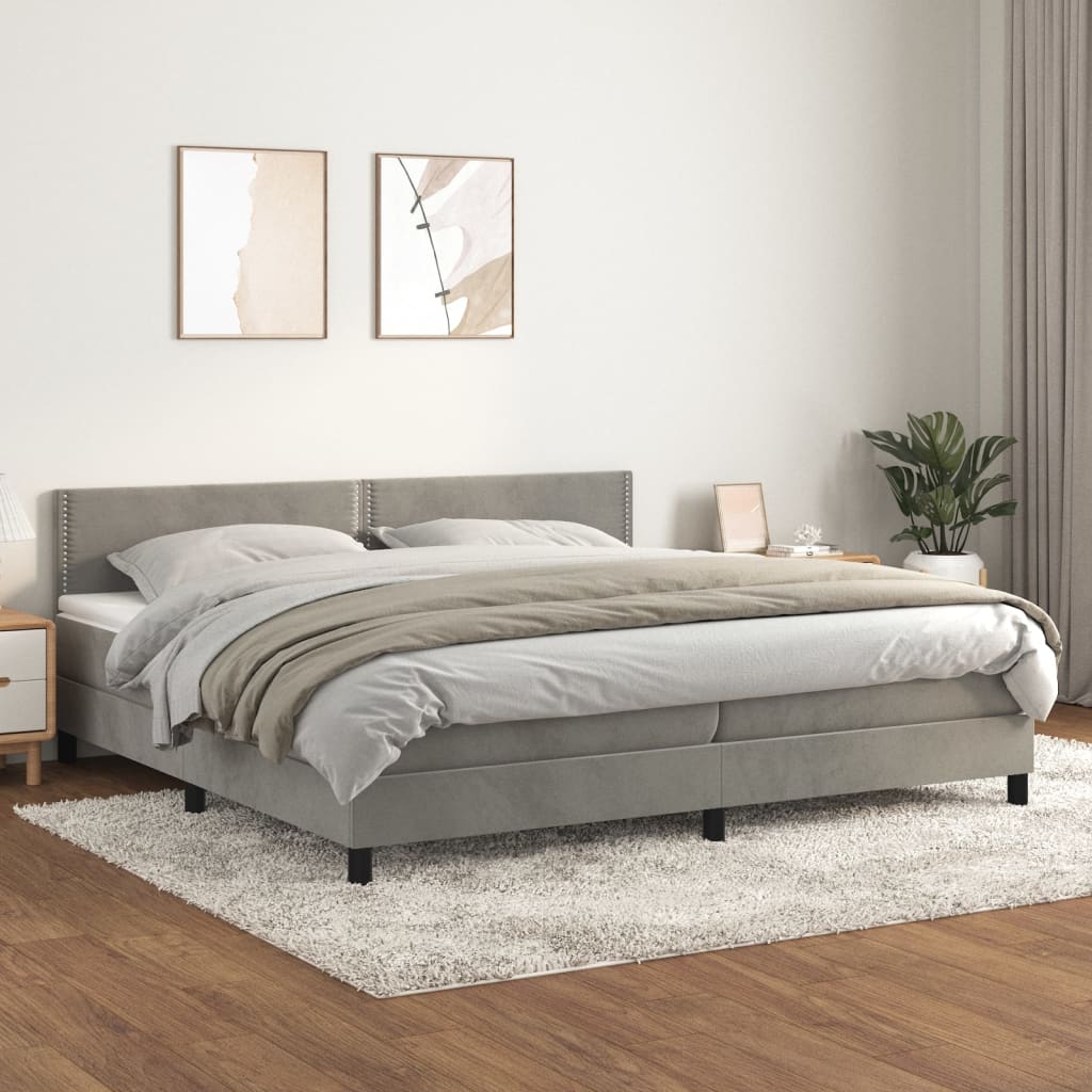 Boxspringbett Mit Matratze Samt Hellgrau