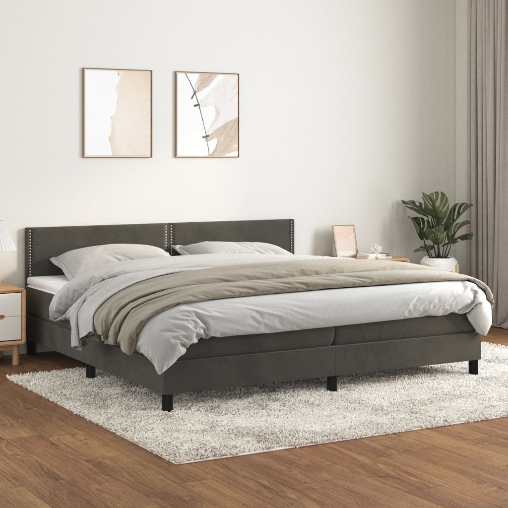 Boxspringbett Mit Matratze Samt Dunkelgrau