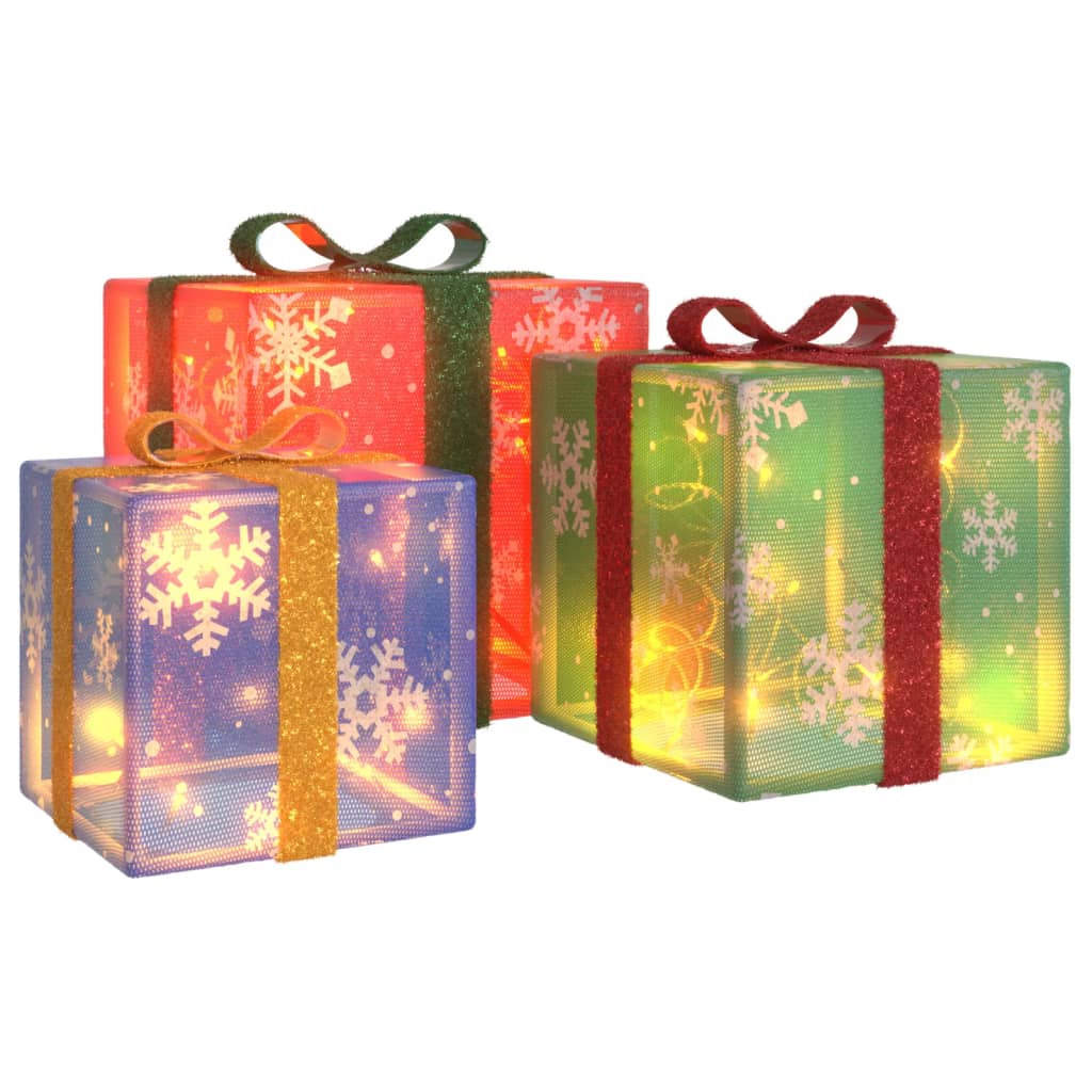 Beleuchtete Geschenkboxen 3 Stk. 64 Leds Warmweiß