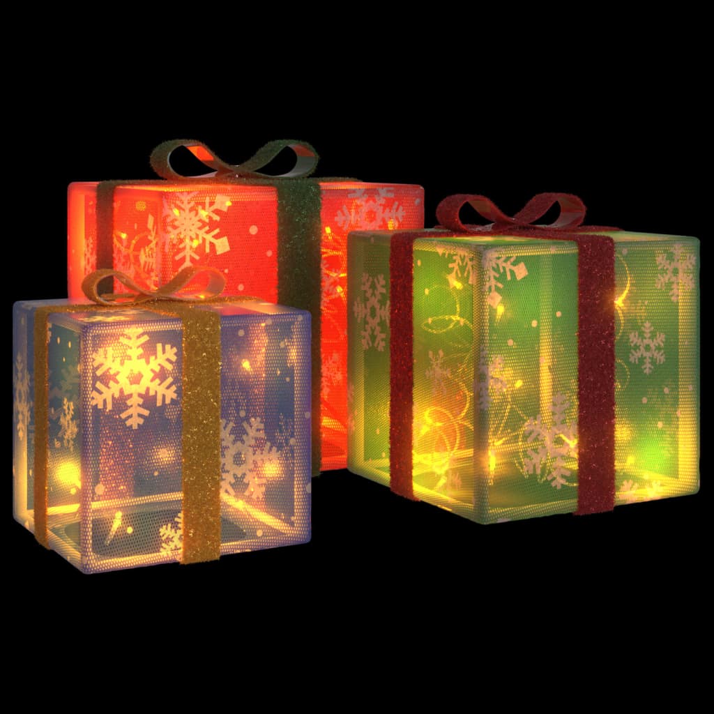 Beleuchtete Geschenkboxen 3 Stk. 64 Leds Warmweiß