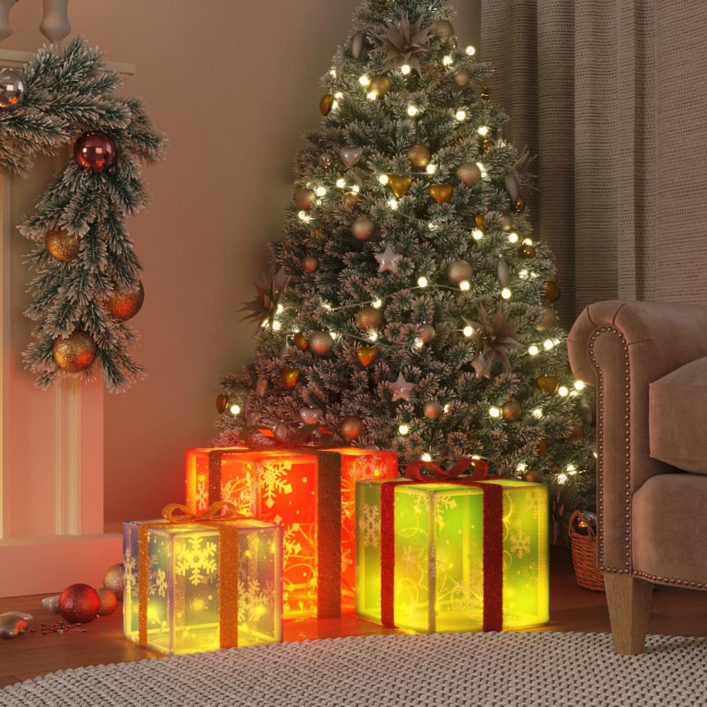 Beleuchtete Geschenkboxen 3 Stk. 64 Leds Warmweiß