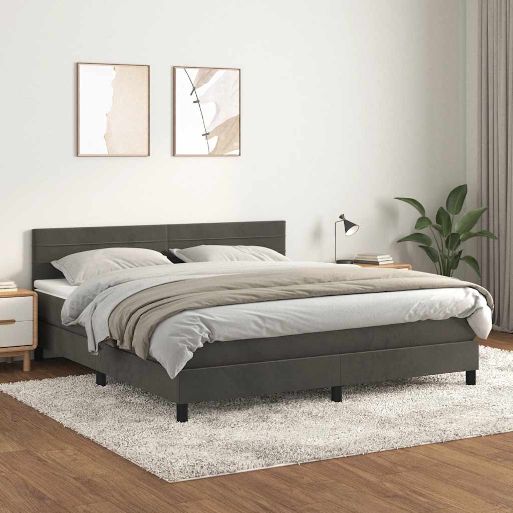 Boxspringbett Mit Matratze Samt Dunkelgrau