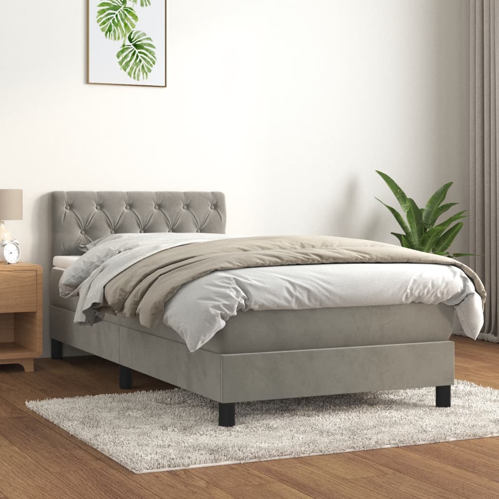 Boxspringbett Mit Matratze Samt Hellgrau
