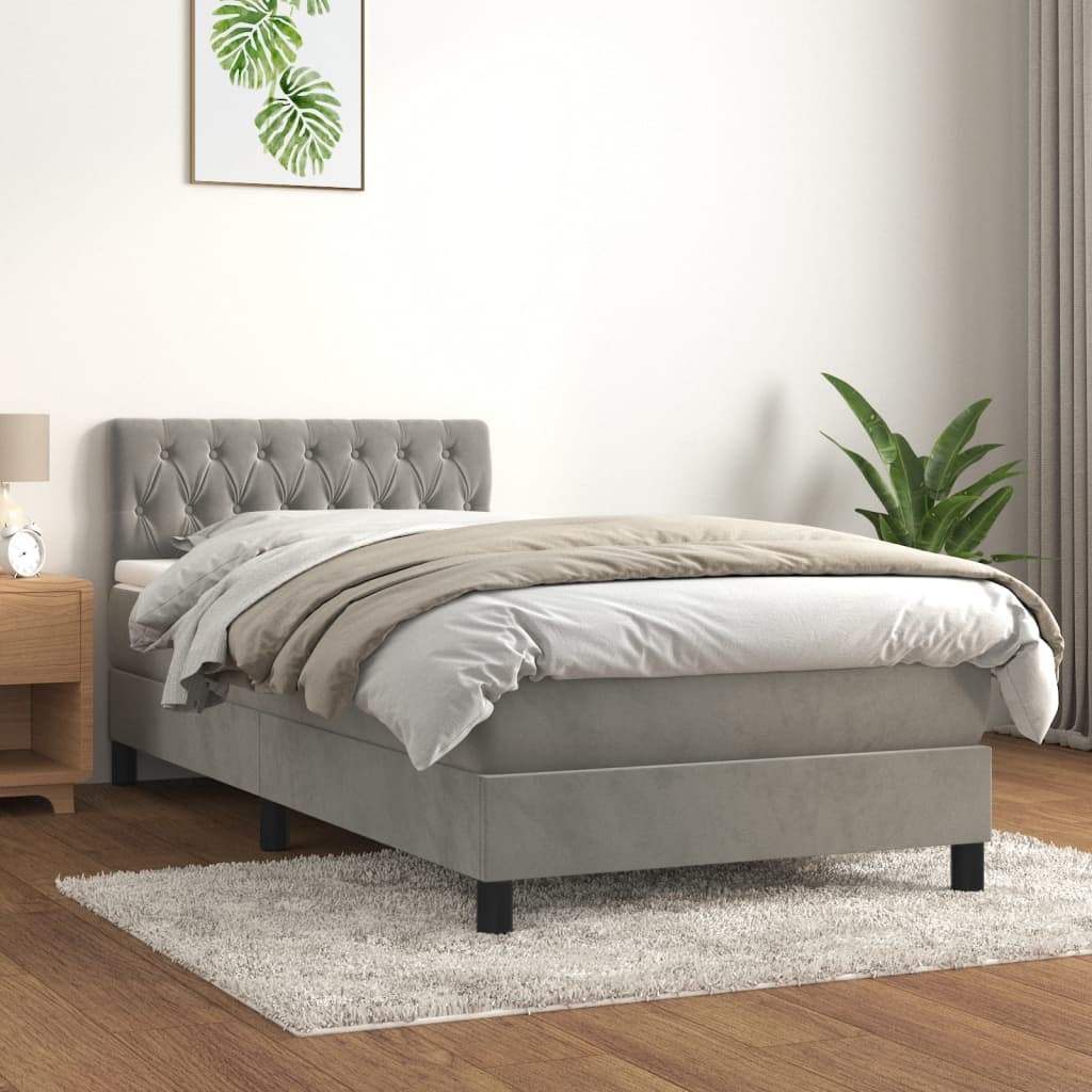Boxspringbett Mit Matratze Samt Hellgrau