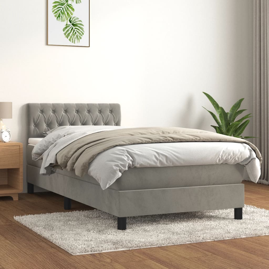 Boxspringbett Mit Matratze Samt Hellgrau