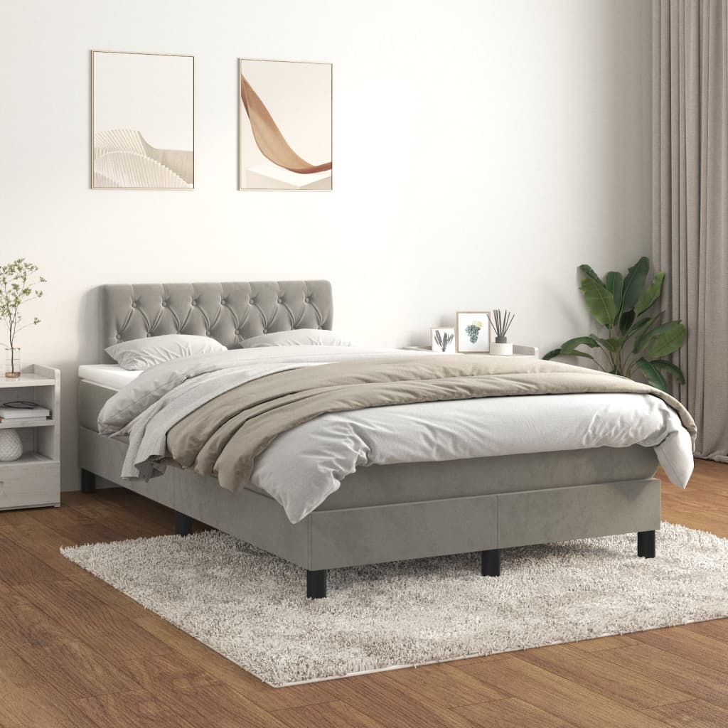 Boxspringbett Mit Matratze Samt Hellgrau