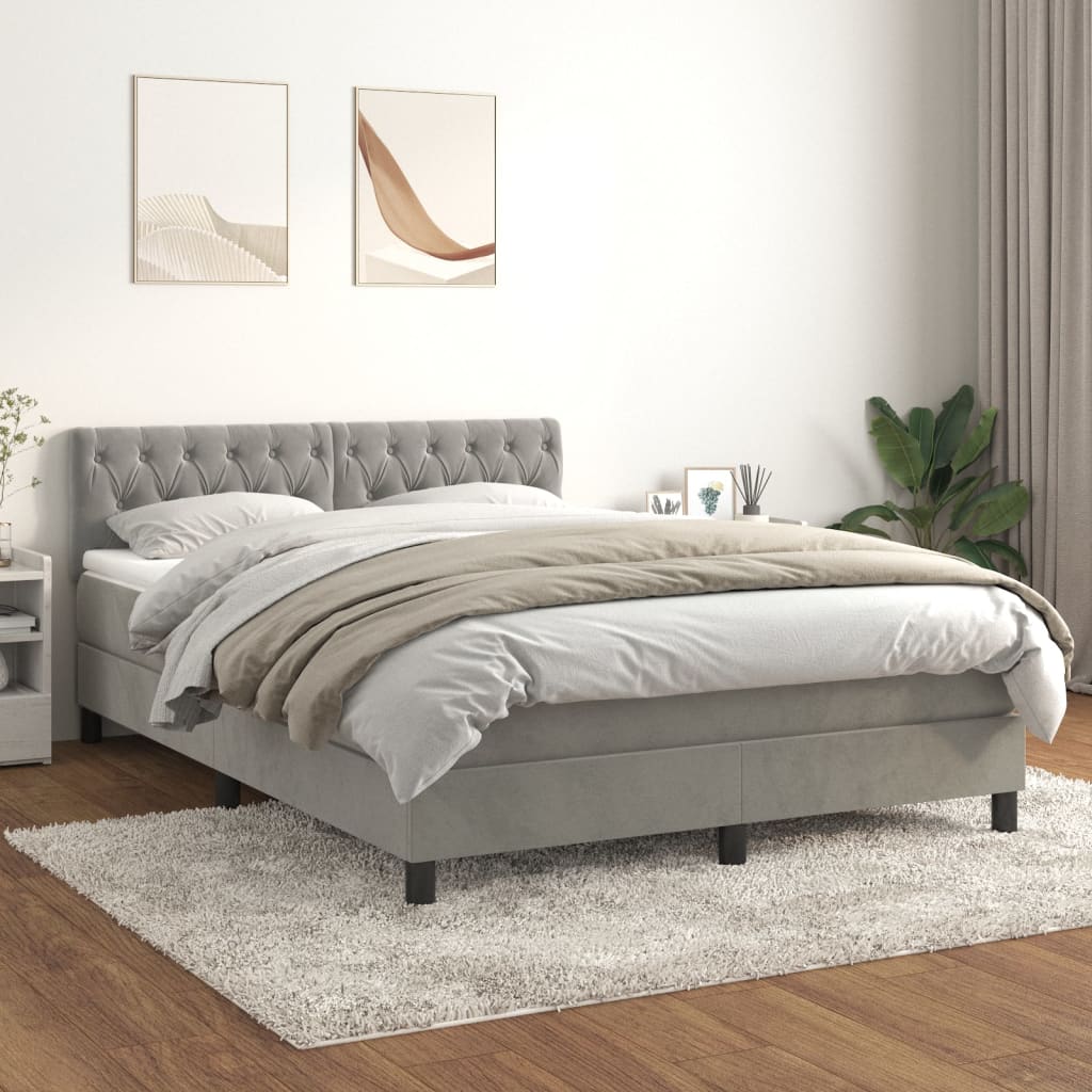 Boxspringbett Mit Matratze Samt Hellgrau