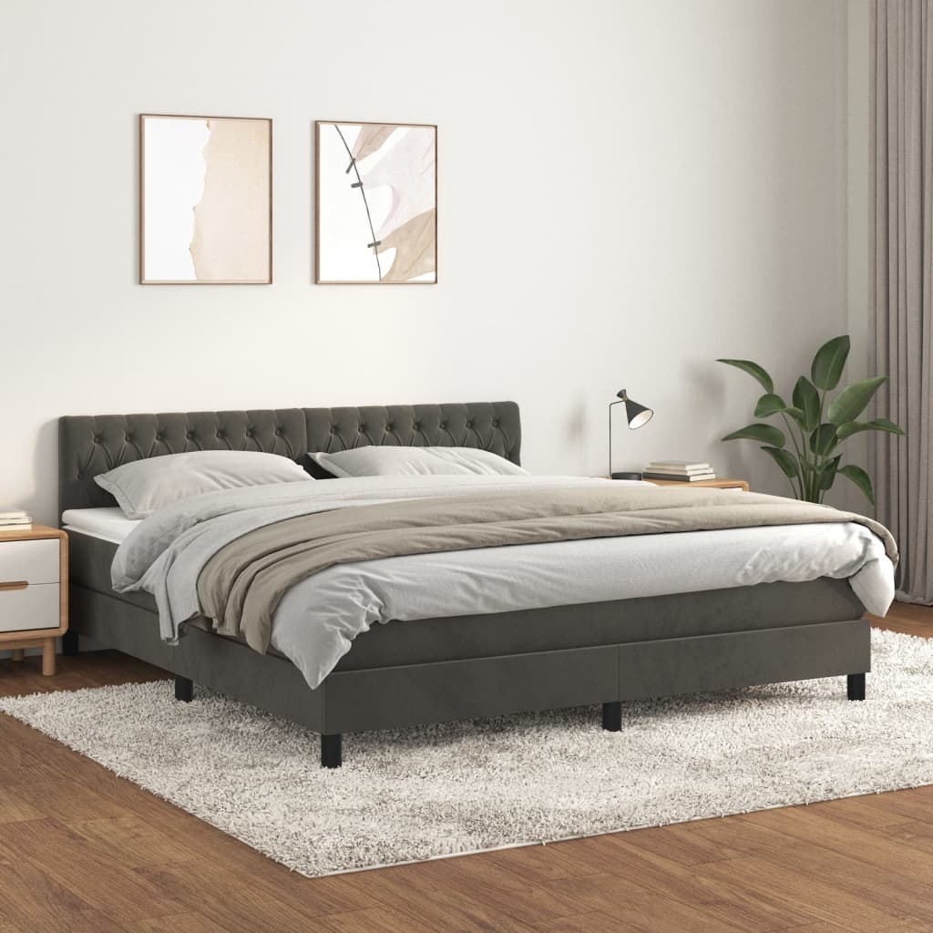Boxspringbett Mit Matratze Samt Dunkelgrau