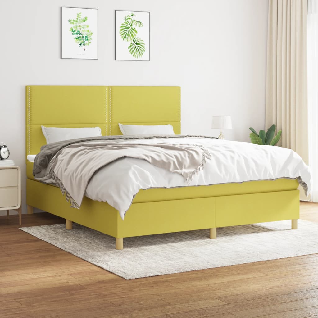 Boxspringbett Mit Matratze Stoff Grün