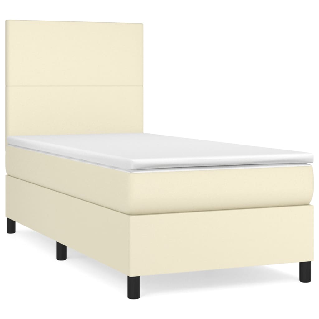 Boxspringbett Mit Matratze Kunstleder Creme