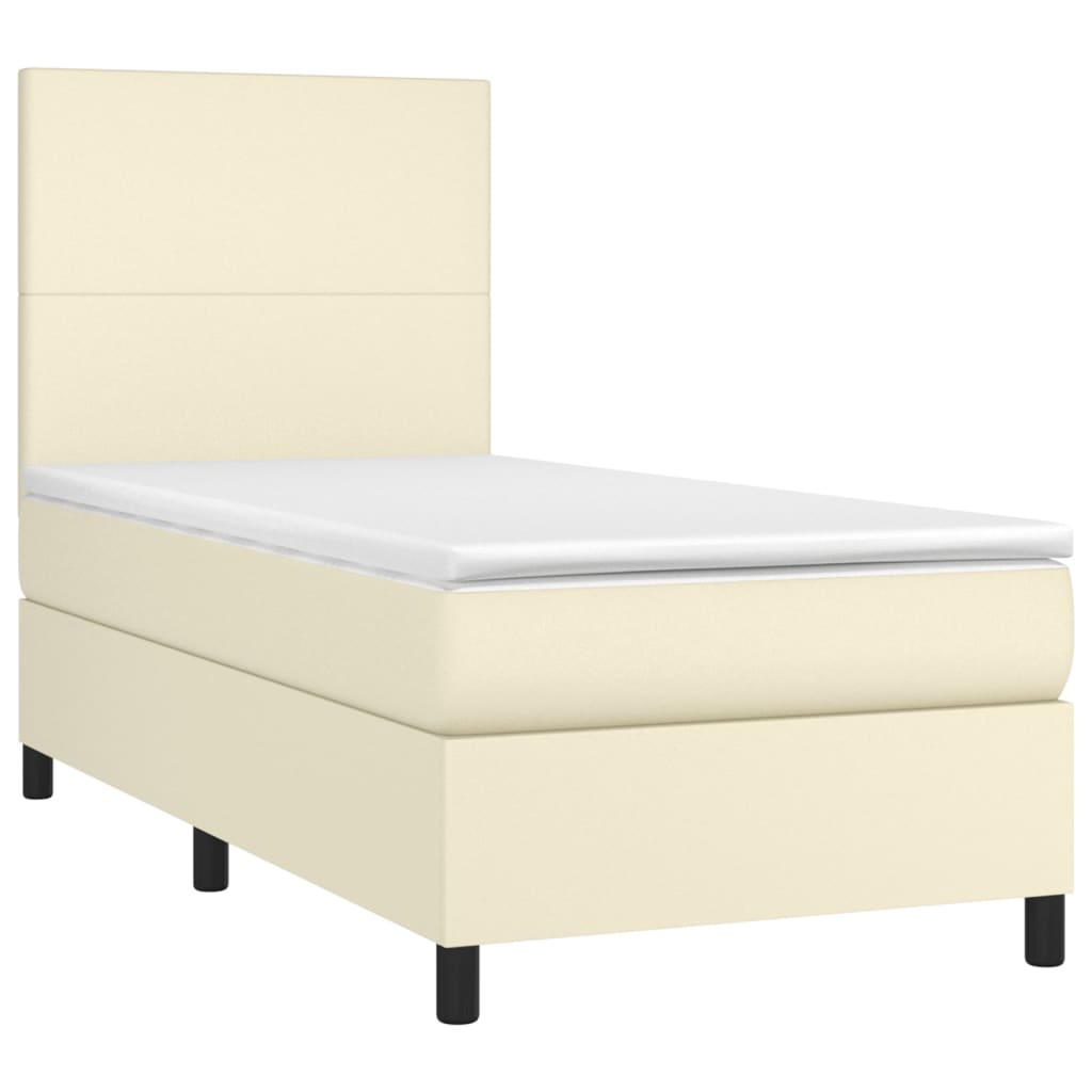 Boxspringbett Mit Matratze Kunstleder Creme