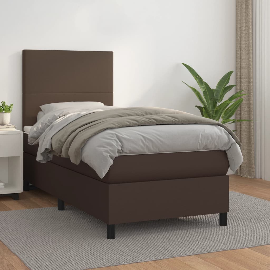 Boxspringbett Mit Matratze Kunstleder Braun
