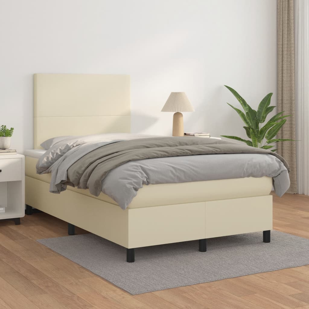 Boxspringbett Mit Matratze Kunstleder Creme
