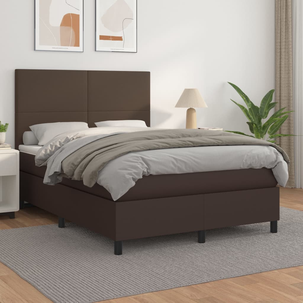 Boxspringbett Mit Matratze Kunstleder Braun