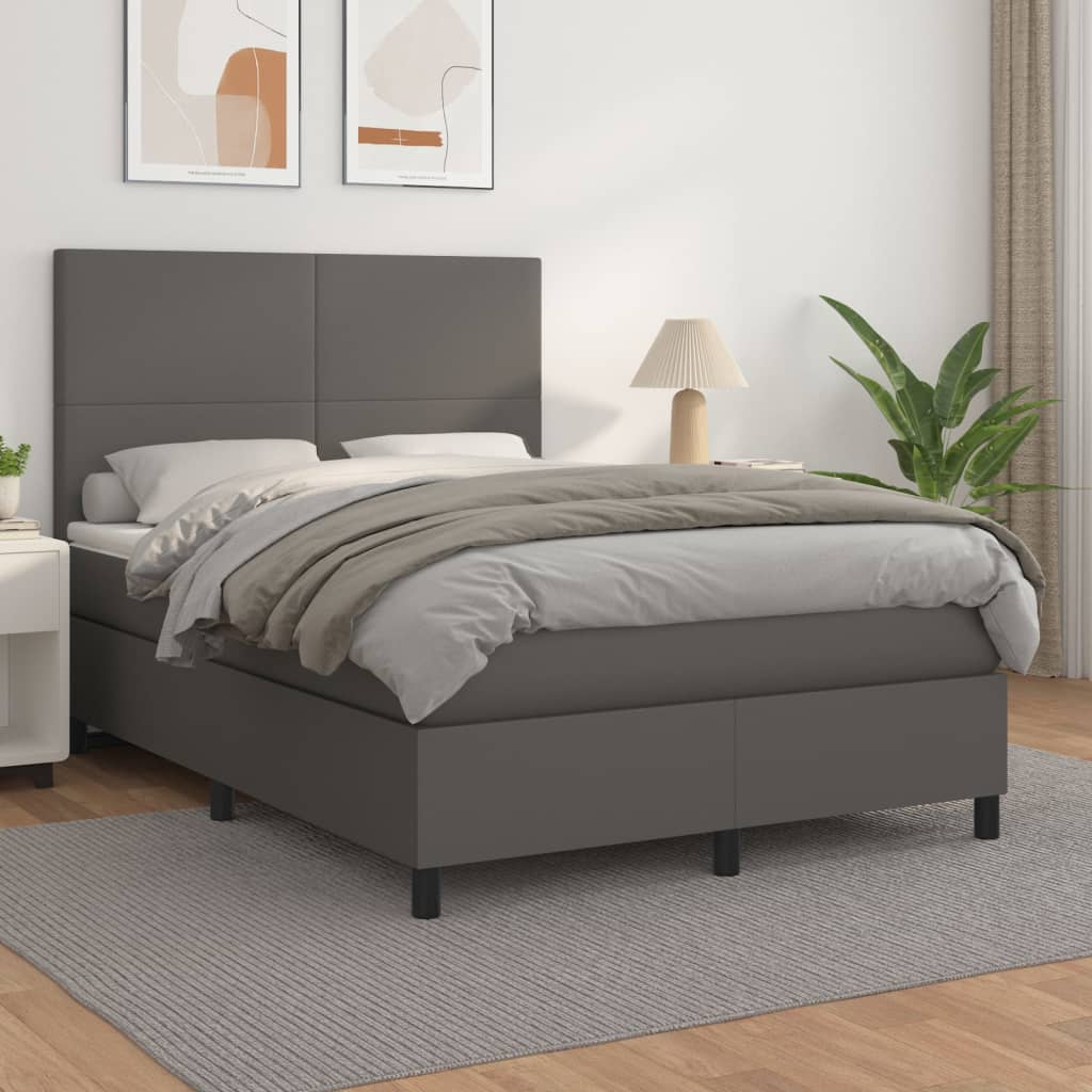 Boxspringbett Mit Matratze Kunstleder Grau