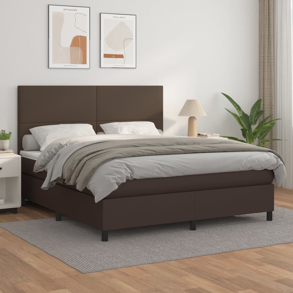 Boxspringbett Mit Matratze Kunstleder Braun