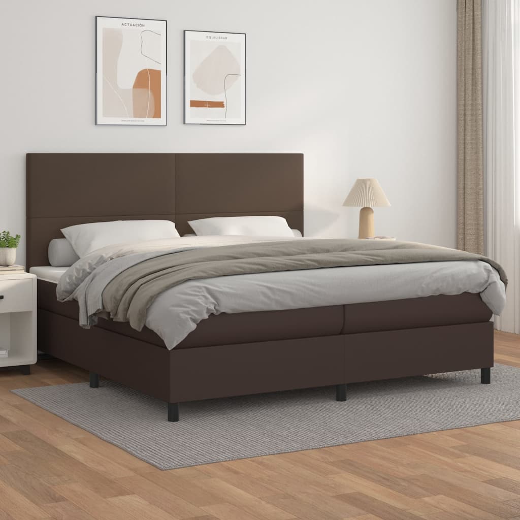 Boxspringbett Mit Matratze Kunstleder Braun