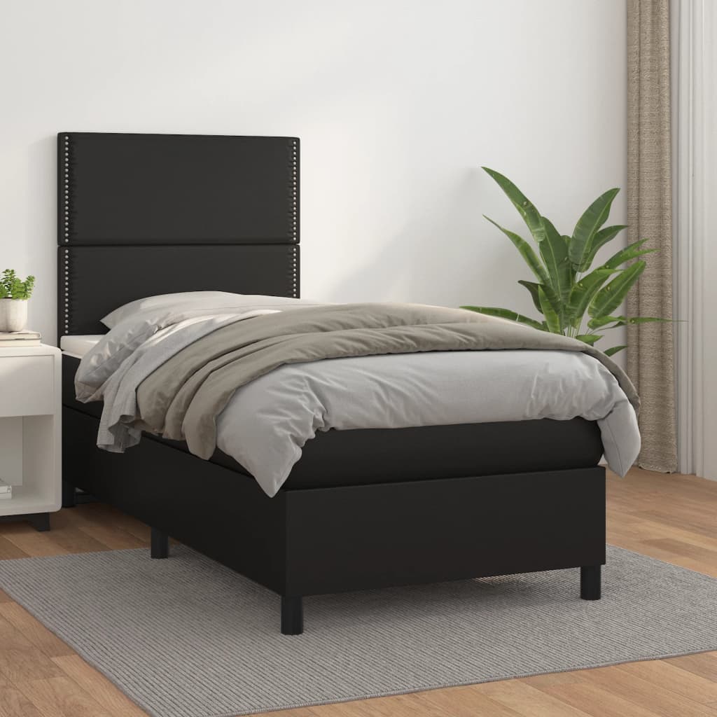 Boxspringbett Mit Matratze Kunstleder Schwarz