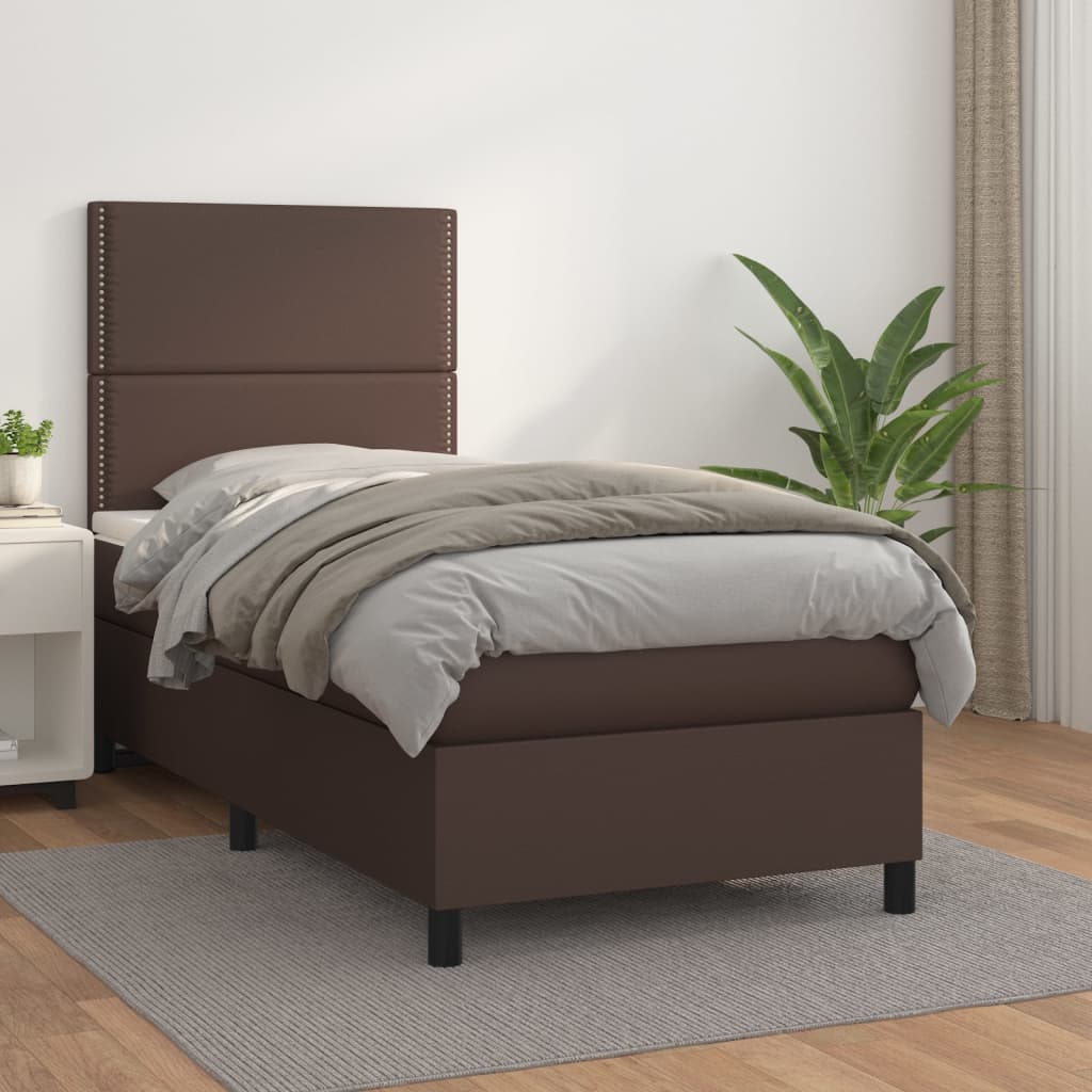 Boxspringbett Mit Matratze Kunstleder Braun