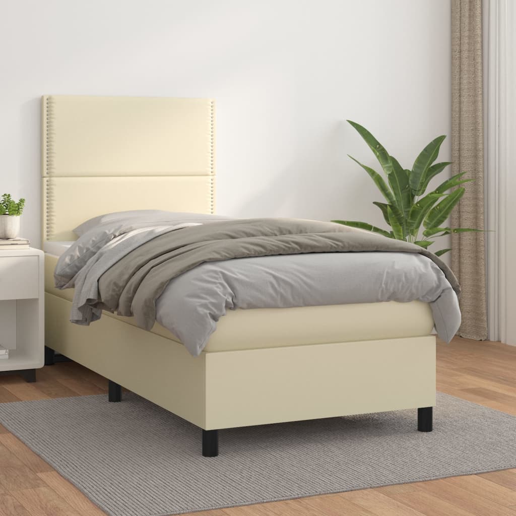 Boxspringbett Mit Matratze Kunstleder Creme