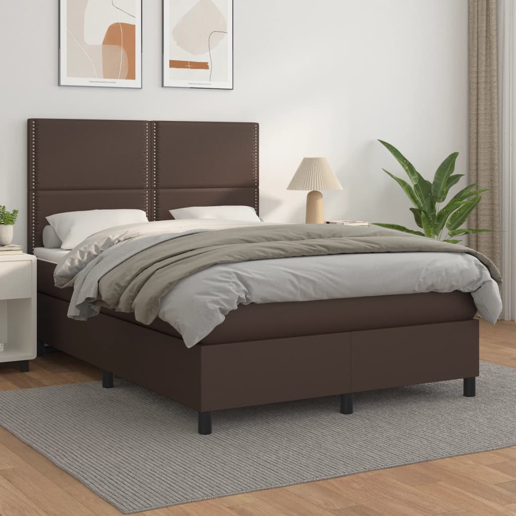 Boxspringbett Mit Matratze Kunstleder Braun